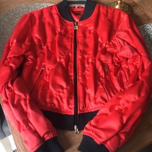 Yoki Sport Red Silk Bomber Jacket